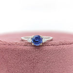 1ct Tanzanite Ring w Earth Mined Diamonds in Solid 14K Gold | Round 6mm