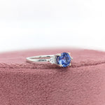 1ct Tanzanite Ring w Earth Mined Diamonds in Solid 14K Gold | Round 6mm