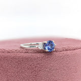 1ct Tanzanite Ring w Earth Mined Diamonds in Solid 14K Gold | Round 6mm