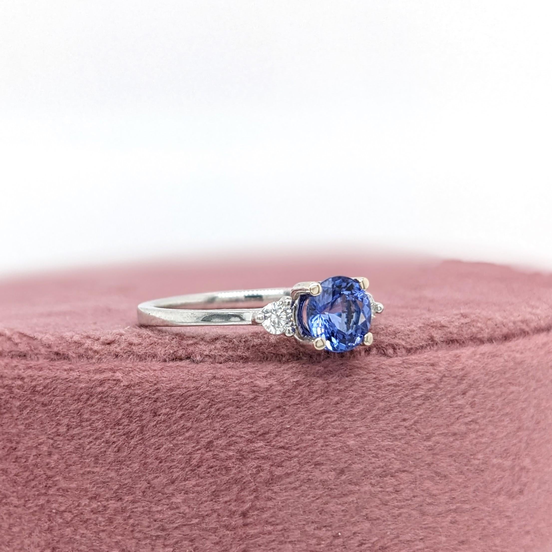 1ct Tanzanite Ring w Earth Mined Diamonds in Solid 14K Gold | Round 6mm