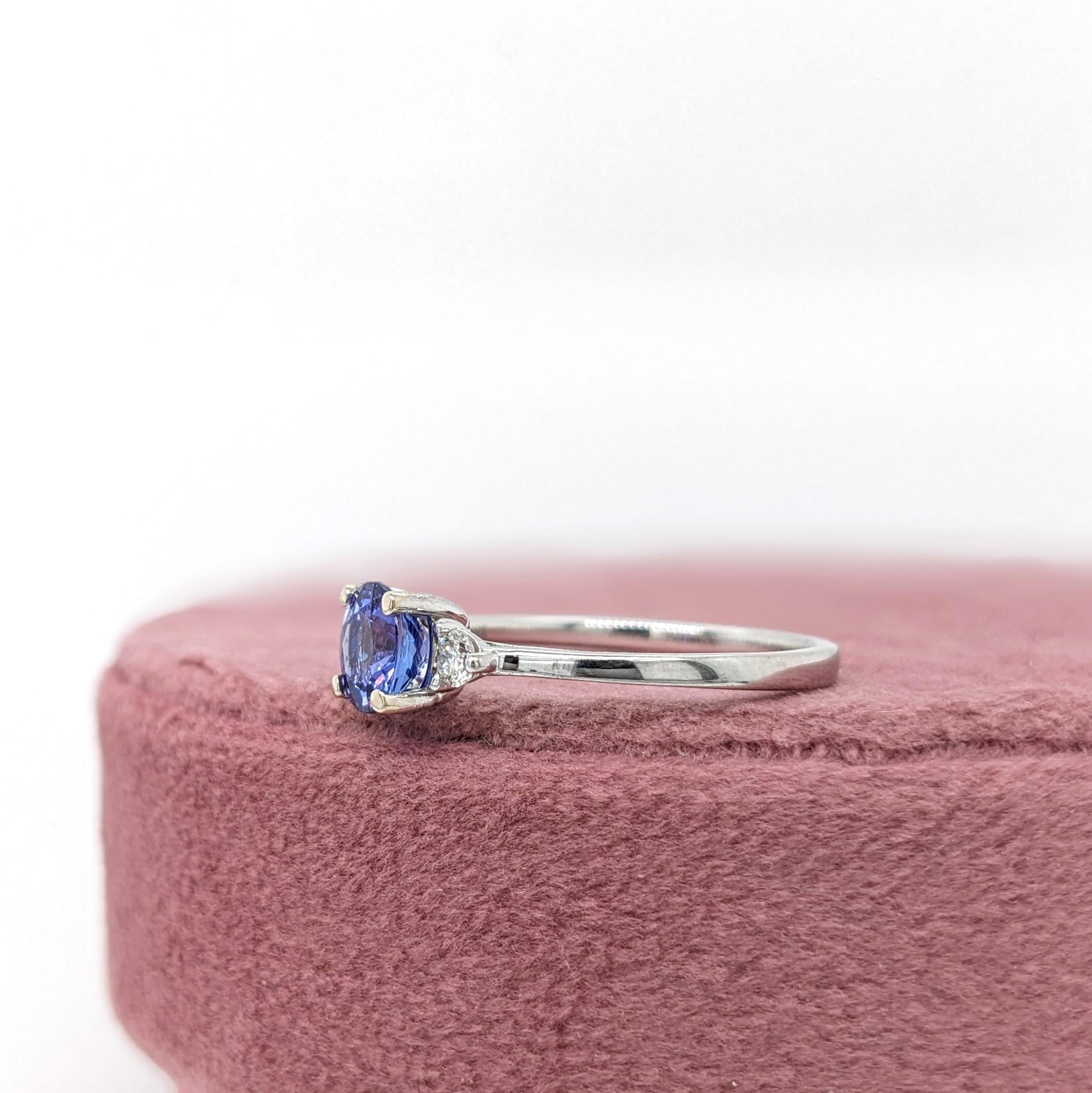 1ct Tanzanite Ring w Earth Mined Diamonds in Solid 14K Gold | Round 6mm