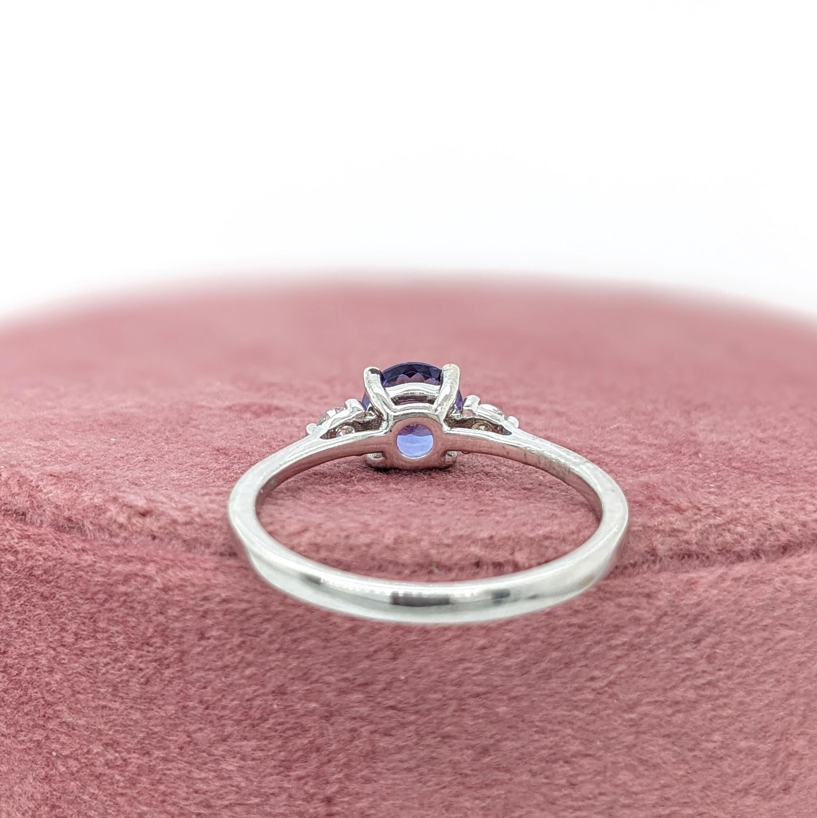 1ct Tanzanite Ring w Earth Mined Diamonds in Solid 14K Gold | Round 6mm
