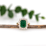 Alice 2.7cts Emerald Ring w Earth Mined Diamonds in 18K Yellow Gold | Emerald cut 10x7.5mm