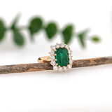 Alice 2.7cts Emerald Ring w Earth Mined Diamonds in 18K Yellow Gold | Emerald cut 10x7.5mm