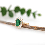 Alice 2.7cts Emerald Ring w Earth Mined Diamonds in 18K Yellow Gold | Emerald cut 10x7.5mm