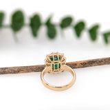 Alice 2.7cts Emerald Ring w Earth Mined Diamonds in 18K Yellow Gold | Emerald cut 10x7.5mm