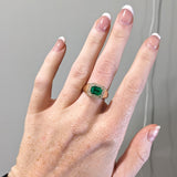 1.6ct GIA Certified Colombian Emerald East West Ring w Earth Mined Diamonds in Solid 14K Yellow Gold | Emerald Cut 8x6mm