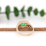 1.6ct GIA Certified Colombian Emerald East West Ring w Earth Mined Diamonds in Solid 14K Yellow Gold | Emerald Cut 8x6mm