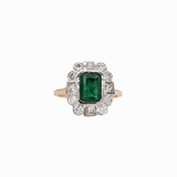 1.2ct Emerald Ring w Earth Mined Diamonds in Solid Dual Tone Gold | Emerald Cut 8x6mm