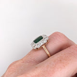 1.2ct Emerald Ring w Earth Mined Diamonds in Solid Dual Tone Gold | Emerald Cut 8x6mm