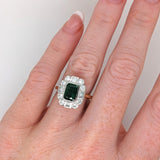 1.2ct Emerald Ring w Earth Mined Diamonds in Solid Dual Tone Gold | Emerald Cut 8x6mm