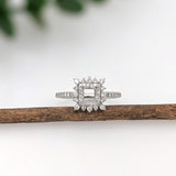 Ring Semi Mount w Earth Mined Diamonds in Solid 14K Gold | Princess Cut 4mm