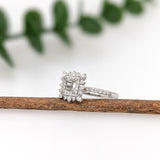 Ring Semi Mount w Earth Mined Diamonds in Solid 14K Gold | Princess Cut 4mm