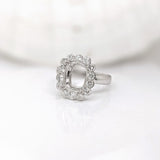 Ring Semi Mount w Earth Mined Diamonds in Solid 14K Gold | Cushion 9.5 x 7.5 mm