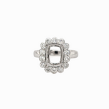 Ring Semi Mount w Earth Mined Diamonds in Solid 14K Gold | Cushion 9.5 x 7.5 mm