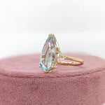 Statement Ring Setting w Trillion Diamond Accents in 14K Solid Gold | Pear