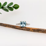 Cushion Ring Semi Mount w Baguette & Round Diamond Accents in Solid 14K Gold