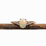 Opal Ring w Earth Mined Diamonds in Solid 14K Gold | Oval 7x5mm | Customizable