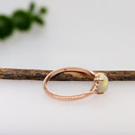Opal Ring w Earth Mined Diamonds in Solid 14K Gold | Oval 7x5mm