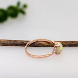Opal Ring w Earth Mined Diamonds in Solid 14K Gold | Oval 7x5mm