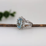 Ornate Split Shank Statement Ring Setting w Natural Diamonds in 14K Solid Gold