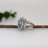 Ornate Split Shank Statement Ring Setting w Natural Diamonds in 14K Solid Gold