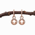 Dangle Earring Setting w Earth Mined Diamonds in Solid 14K Gold | RD 5mm