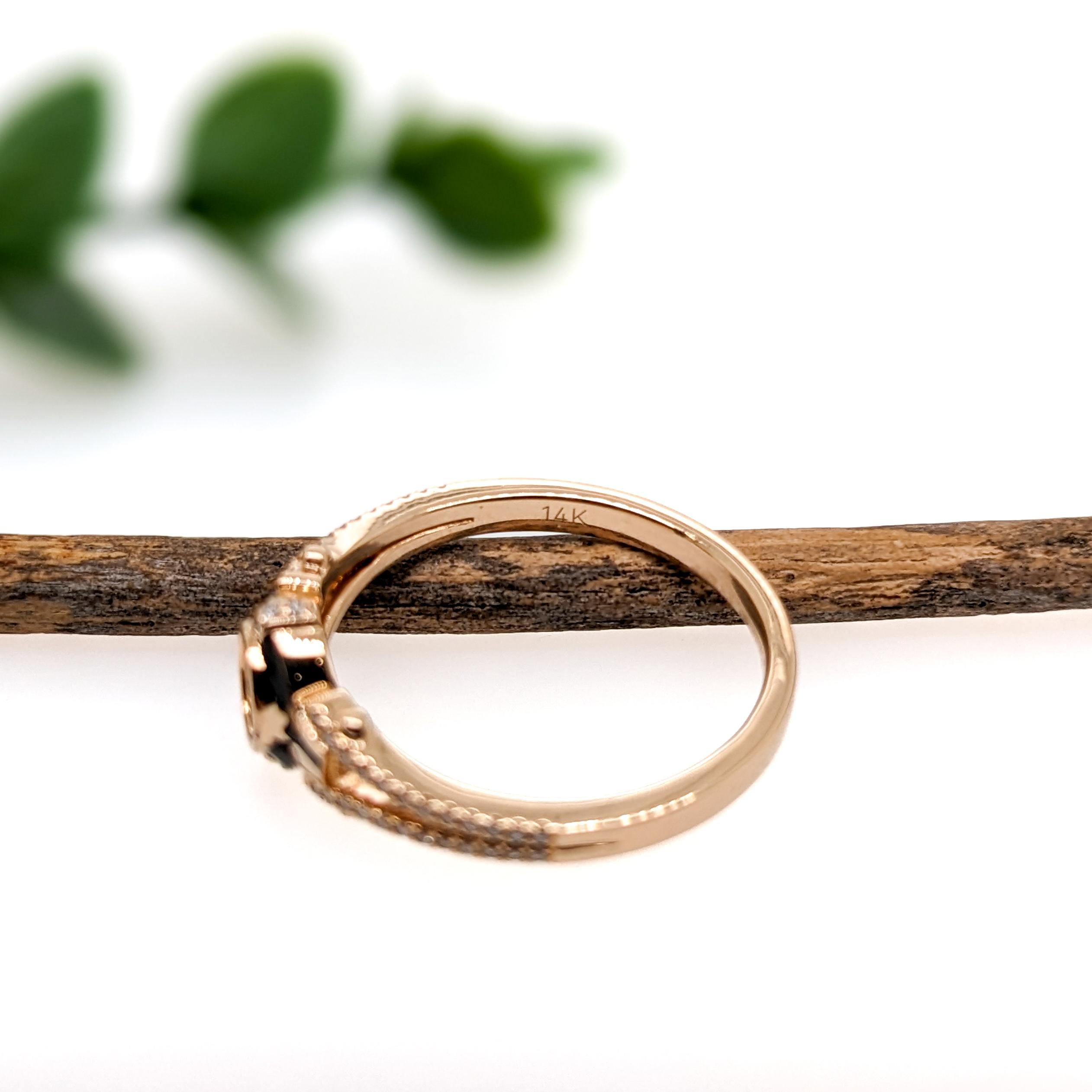 Bespoke Ring Semi Mount w Earth Mined Diamonds & Black Enamel in Solid 14K Gold