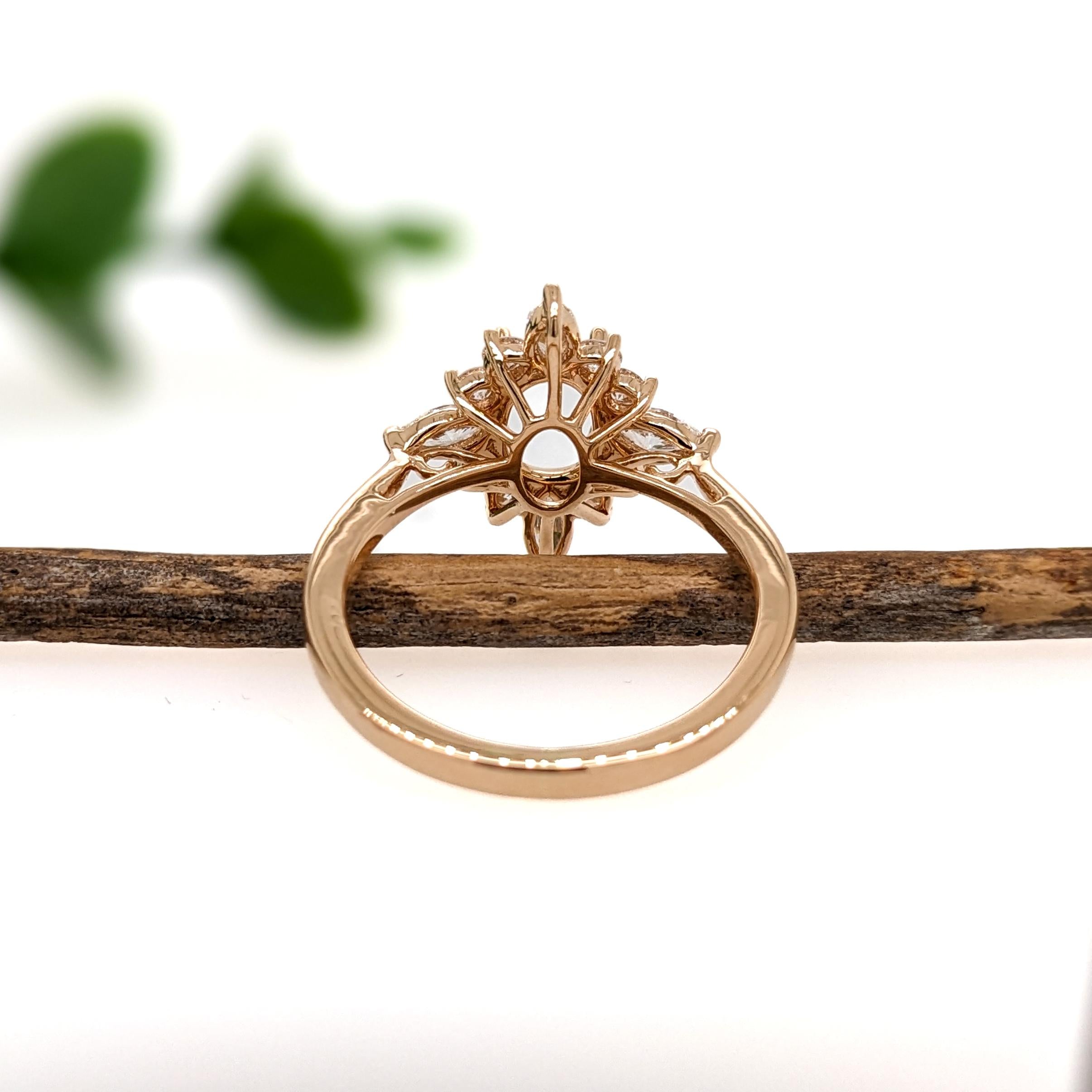 Bespoke North Star Ring Setting w Natural Diamond Halo in 14K Solid Gold