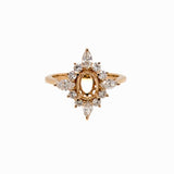 Bespoke North Star Ring Setting w Natural Diamond Halo in 14K Solid Gold