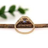Tanzanite Ring w Earth Mined Diamonds in Solid 14K Yellow Gold | Round 6mm