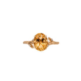 Nature Inspired Citrine Ring w Diamond Accents in Solid 14K Gold | Oval 8x7mm