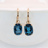 16ct Solitaire London Blue Topaz Earrings in Solid 14K Yellow Gold | OV 14x10mm