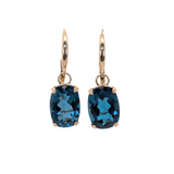 16ct Solitaire London Blue Topaz Earrings in Solid 14K Yellow Gold | OV 14x10mm