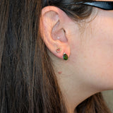 2.6ct Chrome Diopside Earrings w Natural Diamonds in Solid 14K Gold | Oval 7x5mm | Stud Earrings