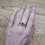 Pink Morganite Ring w Natural Diamond halo in Solid 14K Rose Gold | Oval 7x5mm