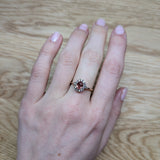 Pink Morganite Ring w Natural Diamond halo in Solid 14K Rose Gold | Oval 7x5mm