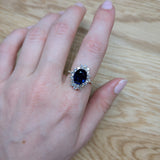 Forever Promise 14K Yellow Gold 3.13ctsBlue Sapphire Diamond Ring | Oval 10x8mm