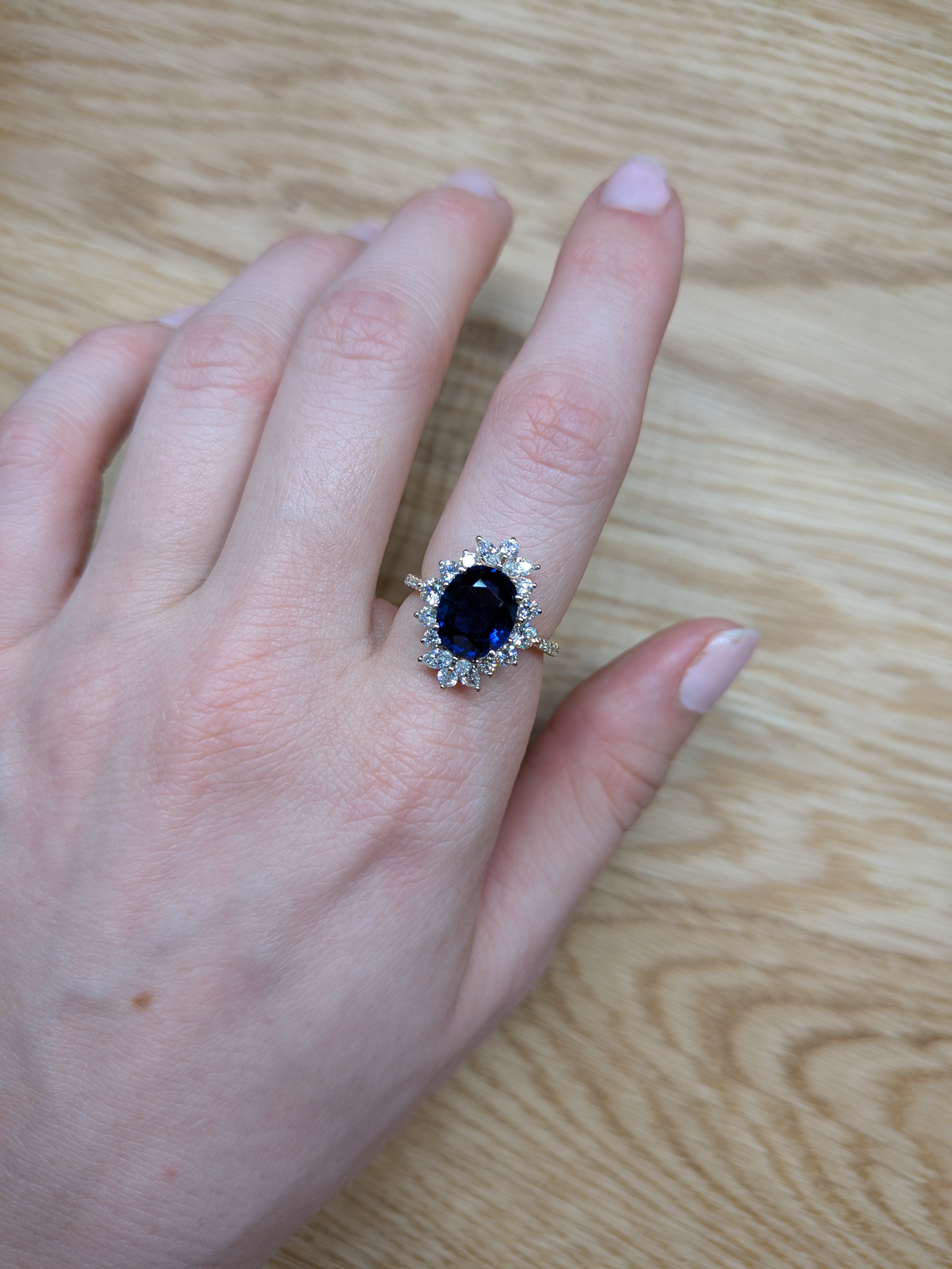 Forever Promise 14K Yellow Gold 3.13ctsBlue Sapphire Diamond Ring | Oval 10x8mm