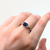 Ami 14K White Gold 1.07cts Sapphire Diamond Ring | Emerald Cut 7x5mm