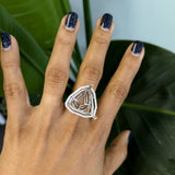 Trinity 14K Solid Gold Ring Setting with Diamonds | Trillion 19mm
