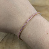 Gabriella 14K Solid Pink Gold Ceylon Pink Sapphire Bracelet | Round 2mm | Customizable