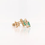 Emerald Stud Earrings w Earth Mined Diamonds in Solid 14K Gold | Oval 7x5mm