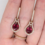 Madagascar Ruby Drop Earrings with Diamond Halo in 14K Gold