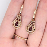 Madagascar Ruby Drop Earrings with Diamond Halo in 14K Gold