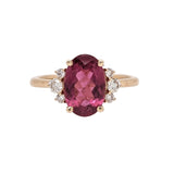 2ct Pink Tourmaline Ring w Earth Mined Diamonds in Solid 14K Yellow Gold OV 10x7