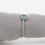 East West Aquamarine Ring w Natural Diamonds in Solid 14K White Gold Oval 3x5mm