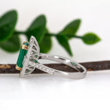 1.8ct Colombian Emerald Ring w Natural Diamond Accents in 14K Gold | EM 9x6mm