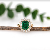 Alice Ring Semi Mount w Earth Mined Diamonds in Solid 18K Gold | Emerald Cut