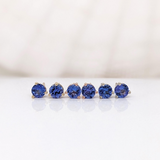 Tanzanite Martini Solitaire Stud Earrings | Round 3mm 4mm 5mm 6mm 7mm 8mm